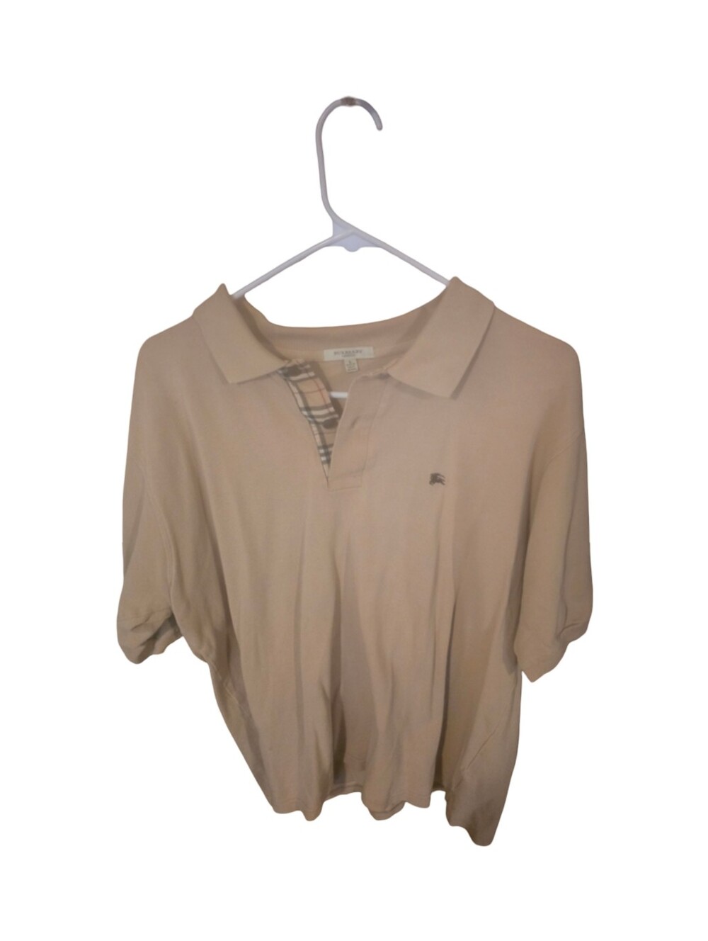 Burberry Men's Tan Polo with Signature Check Placket